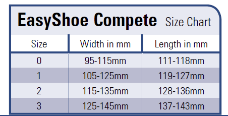 Sizing chart Compete Easyshoe