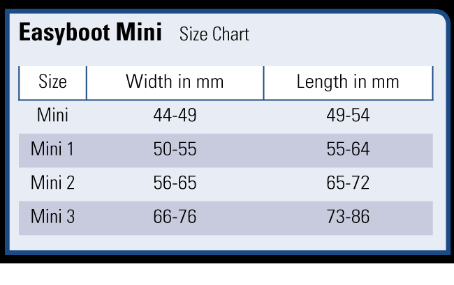 mini boot sizing chart